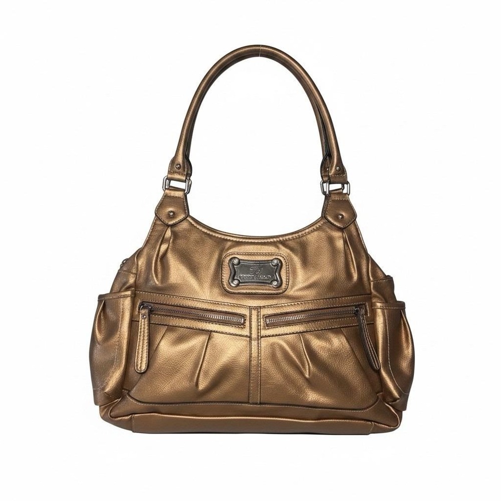 Vintage Y2K Gold Metallic Crescent Shoulder Bag Handle Zip Handbag  Sienna Rich